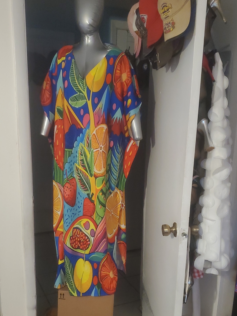 Multi Colored Kaftan (Dress). The Kaftan Is Embellished With Rhinestones. NEW